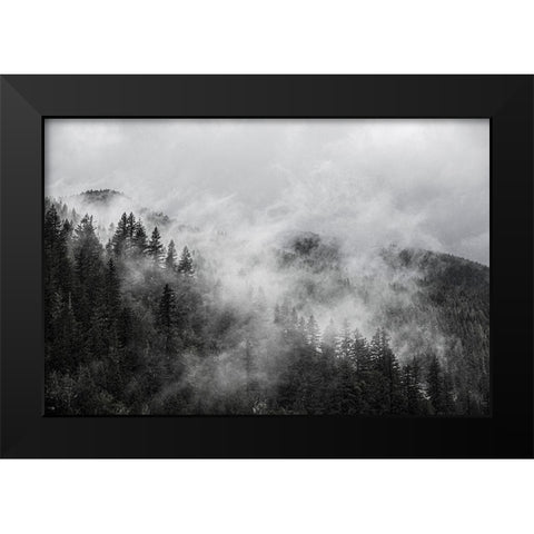 North Cascades Mountains-foggy mountain Black Modern Wood Framed Art Print by Sienda, Jolly