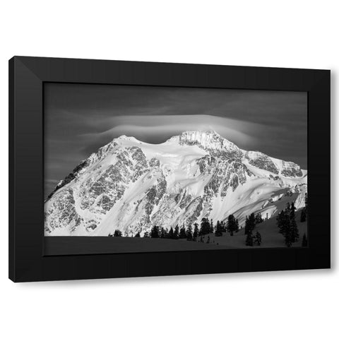 Washington State Heather Meadows Recreation Area-Mt Shuksan and lenticular cloud Black Modern Wood Framed Art Print with Double Matting by Wild, Jamie and Judy