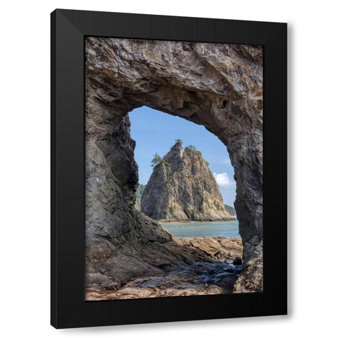 WA-Olympic National Park-Rialto Beach-Hole-in-the-Wall Black Modern Wood Framed Art Print with Double Matting by Wild, Jamie and Judy