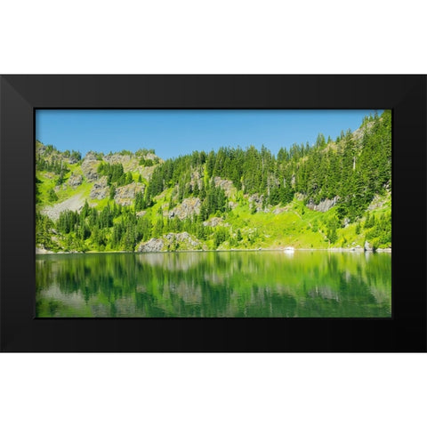 Washington State-Central Cascades-Rampart Ridge-Lake Lillian Black Modern Wood Framed Art Print by Wild, Jamie and Judy