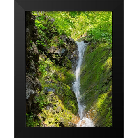 Washington State-Central Cascades-Waterfall at Kendall Peak Black Modern Wood Framed Art Print by Wild, Jamie and Judy