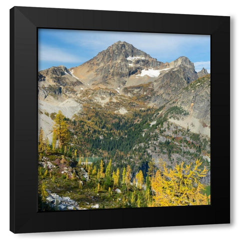 Washington State-North Cascades-Lewis Lake and Black Peak-view from Heather Pass Black Modern Wood Framed Art Print with Double Matting by Wild, Jamie and Judy