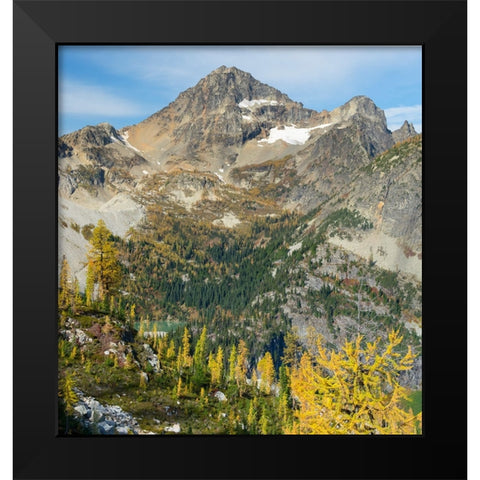 Washington State-North Cascades-Lewis Lake and Black Peak-view from Heather Pass Black Modern Wood Framed Art Print by Wild, Jamie and Judy