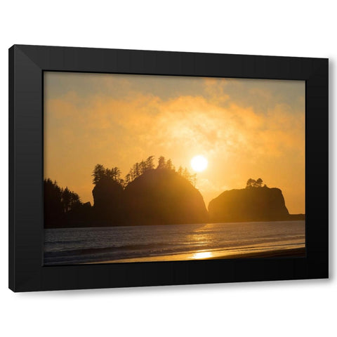 Washington State-Pacific Coast-First Beach sunset Black Modern Wood Framed Art Print by Wild, Jamie and Judy