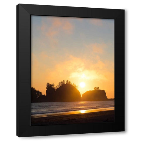 Washington State-Pacific Coast-First Beach sunset Black Modern Wood Framed Art Print by Wild, Jamie and Judy