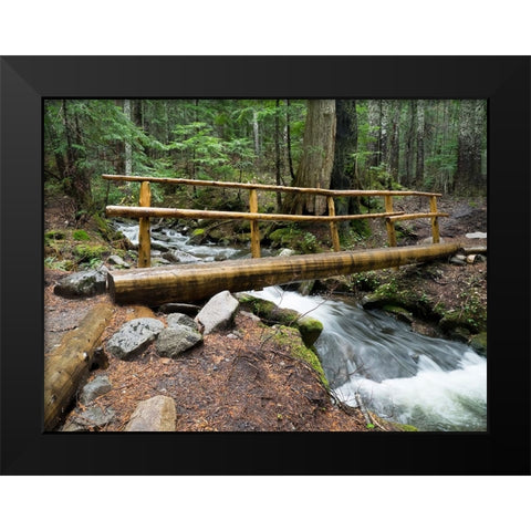 Washington State-Central Cascades Footbridge over Talapus Creek Black Modern Wood Framed Art Print by Wild, Jamie and Judy