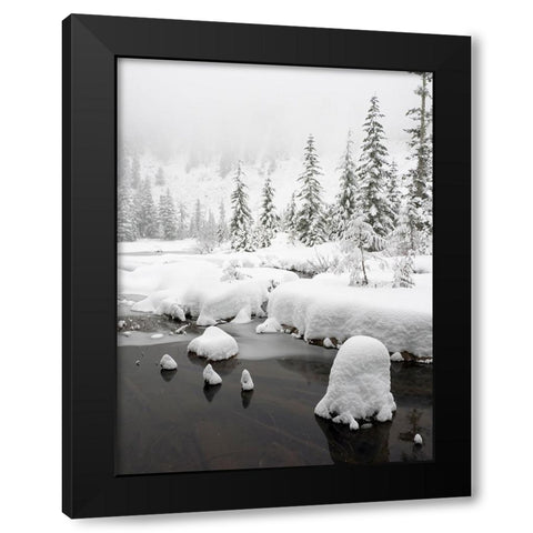 Washington State- Central Cascades. Winter scene at Granite Lake Black Modern Wood Framed Art Print with Double Matting by Wild, Jamie and Judy