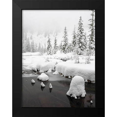 Washington State- Central Cascades. Winter scene at Granite Lake Black Modern Wood Framed Art Print by Wild, Jamie and Judy