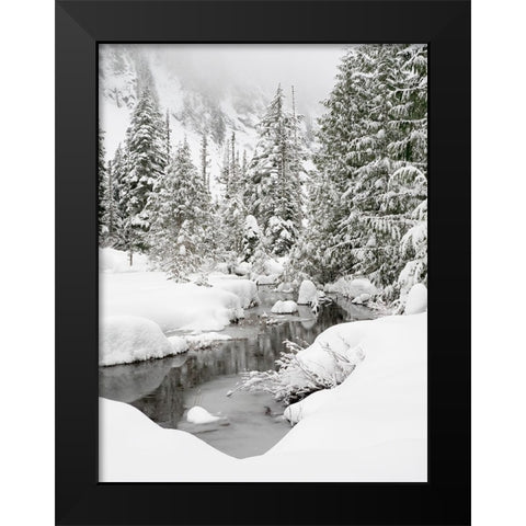 Washington State- Central Cascades. Granite Creek winter scene Black Modern Wood Framed Art Print by Wild, Jamie and Judy
