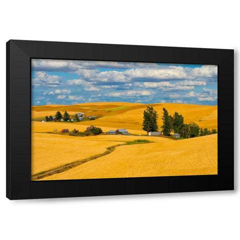 Clouds above farm house on wheat field-Palouse-eastern Washington State-USA Black Modern Wood Framed Art Print by Su, Keren