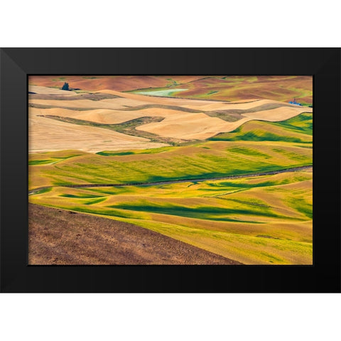 Landscape of rolling wheat field-Palouse-Washington State-USA Black Modern Wood Framed Art Print by Su, Keren