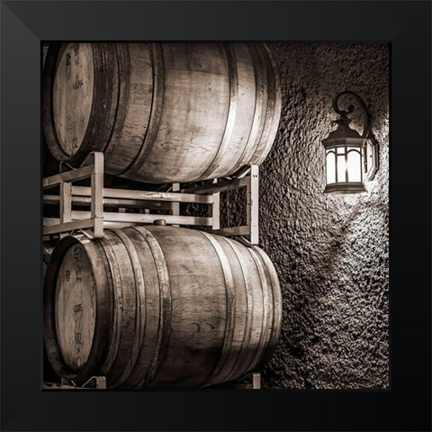 Washington State-Yakima Valley Barrel cave in low light Black Modern Wood Framed Art Print by Duval, Richard
