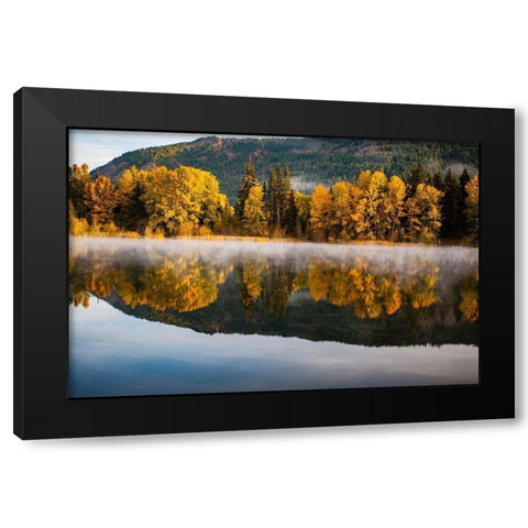 Washington State-Cle Elum Fall color by a pond in Central Washington Black Modern Wood Framed Art Print with Double Matting by Duval, Richard
