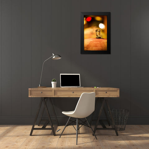 Washington State-Red Mountain Glass bung on a barrel in the Col Solare winery Black Modern Wood Framed Art Print by Duval, Richard
