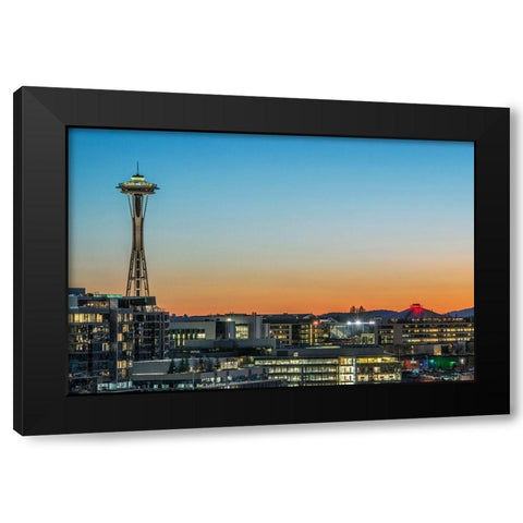 Washington State-Seattle Skyline at Sunset Black Modern Wood Framed Art Print by Tilley, Rob