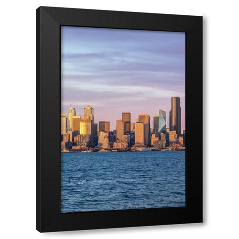 Washington State-Seattle Skyline at Sunset Black Modern Wood Framed Art Print by Tilley, Rob