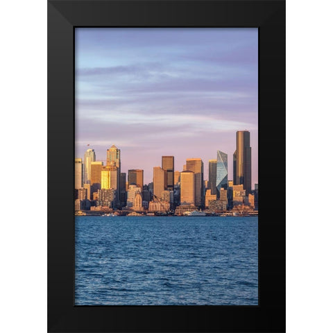 Washington State-Seattle Skyline at Sunset Black Modern Wood Framed Art Print by Tilley, Rob