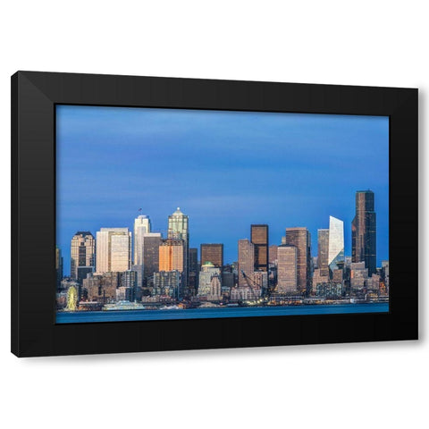 Washington State-Seattle Skyline at Twilight Black Modern Wood Framed Art Print by Tilley, Rob