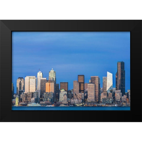 Washington State-Seattle Skyline at Twilight Black Modern Wood Framed Art Print by Tilley, Rob