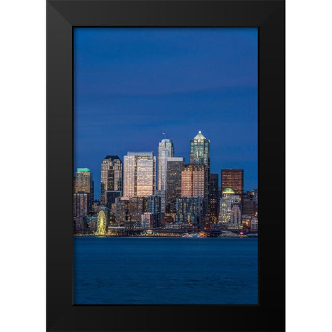 Washington State-Seattle Skyline at Twilight Black Modern Wood Framed Art Print by Tilley, Rob