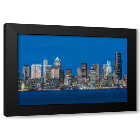Washington State-Seattle Skyline at Twilight Black Modern Wood Framed Art Print with Double Matting by Tilley, Rob