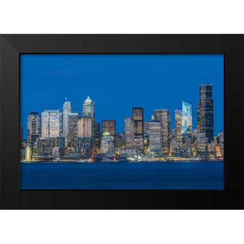 Washington State-Seattle Skyline at Twilight Black Modern Wood Framed Art Print by Tilley, Rob