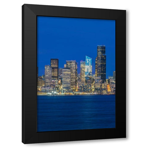 Washington State-Seattle Skyline at Twilight Black Modern Wood Framed Art Print with Double Matting by Tilley, Rob