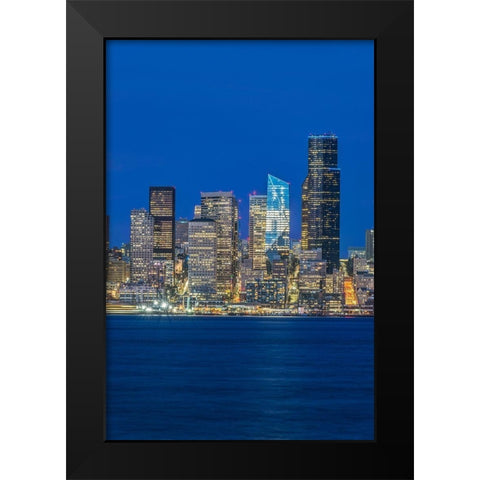 Washington State-Seattle Skyline at Twilight Black Modern Wood Framed Art Print by Tilley, Rob