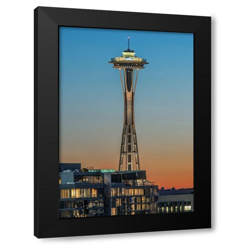 Washington State-Seattle Space Needle at Sunset Black Modern Wood Framed Art Print by Tilley, Rob
