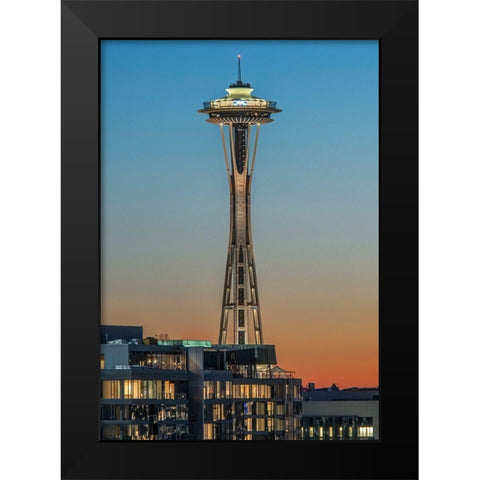 Washington State-Seattle Space Needle at Sunset Black Modern Wood Framed Art Print by Tilley, Rob