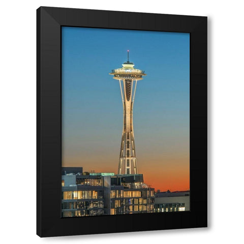 Washington State-Seattle Space Needle at Sunset Black Modern Wood Framed Art Print by Tilley, Rob