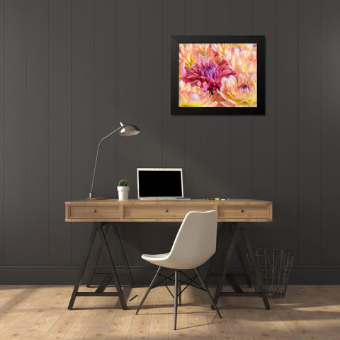Washington State-Sammamish Dahlia flower design and patterns Black Modern Wood Framed Art Print by Gulin, Sylvia