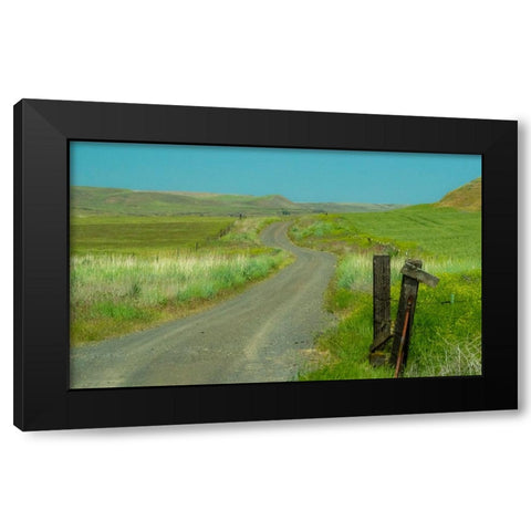 USA-Washington State-Eastern Washington near Benge and curved gravel road Black Modern Wood Framed Art Print by Gulin, Sylvia