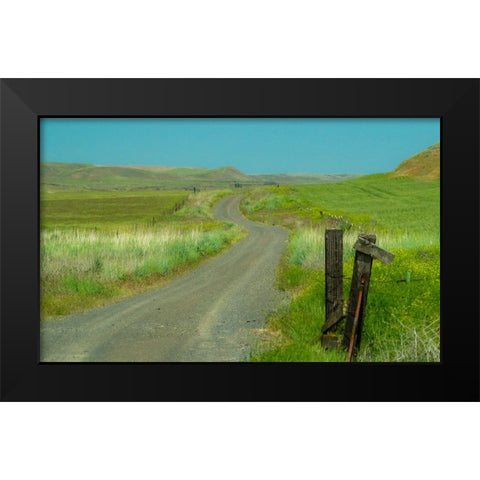 USA-Washington State-Eastern Washington near Benge and curved gravel road Black Modern Wood Framed Art Print by Gulin, Sylvia