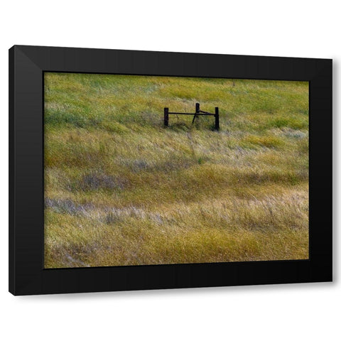 USA-Washington State-Palouse with wooden fence posts in grass field Black Modern Wood Framed Art Print with Double Matting by Gulin, Sylvia