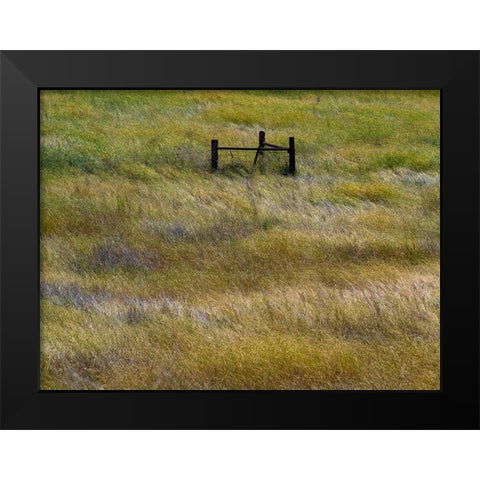 USA-Washington State-Palouse with wooden fence posts in grass field Black Modern Wood Framed Art Print by Gulin, Sylvia