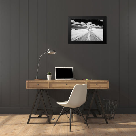 USA-Washington State-Lone along Country backroad in wheat Field Black Modern Wood Framed Art Print by Eggers, Terry