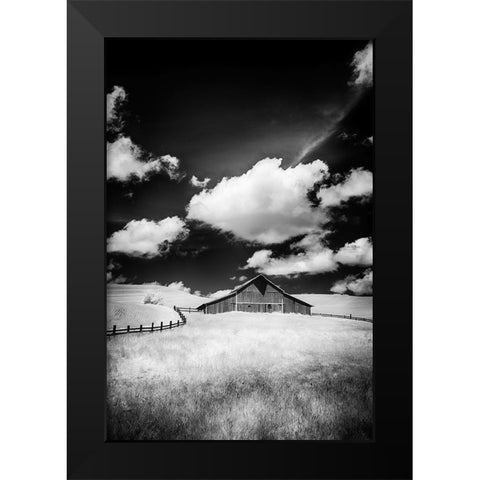 USA-Palouse Country-Washington State-Infrared Palouse fields and barn Black Modern Wood Framed Art Print by Eggers, Terry
