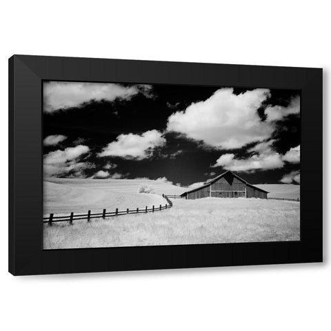 USA-Palouse Country-Washington State-Infrared Palouse fields and barn Black Modern Wood Framed Art Print by Eggers, Terry