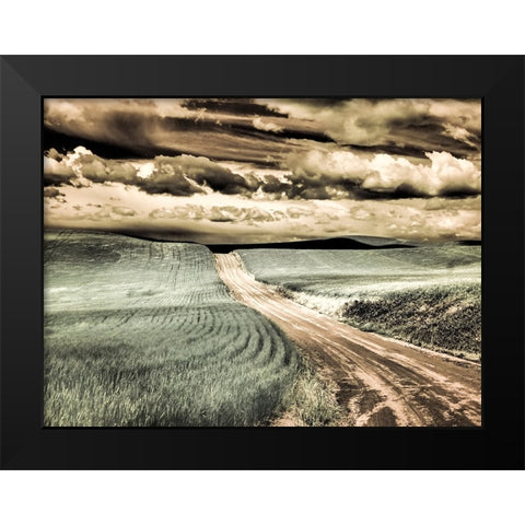 USA-Washington State-Palouse-Country backroad through spring crops Black Modern Wood Framed Art Print by Eggers, Terry