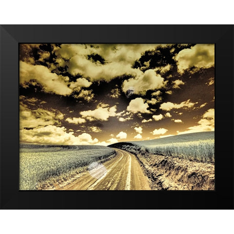 USA-Washington State-Palouse-Country backroad through spring crops Black Modern Wood Framed Art Print by Eggers, Terry