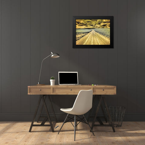 USA-Washington State-Palouse-Country backroad through spring crops Black Modern Wood Framed Art Print by Eggers, Terry