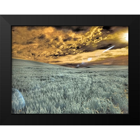 USA-Washington State-Palouse-wheat field and clouds Black Modern Wood Framed Art Print by Eggers, Terry