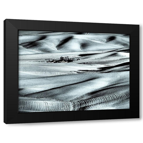 USA-Washington State-Palouse region-Rolling hills at Sunset Black Modern Wood Framed Art Print by Eggers, Terry