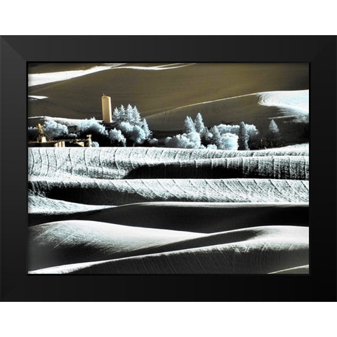 USA-Washington State-Palouse region-the town of Steptoe at Sunset Black Modern Wood Framed Art Print by Eggers, Terry