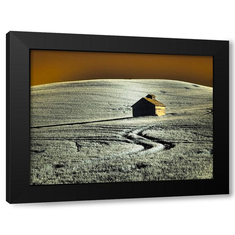USA-Washington State-Palouse region-Old barn in field of wheat Black Modern Wood Framed Art Print with Double Matting by Eggers, Terry