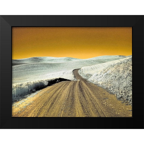 USA-Washington State-Palouse region-Country backroad through wheat fields Black Modern Wood Framed Art Print by Eggers, Terry
