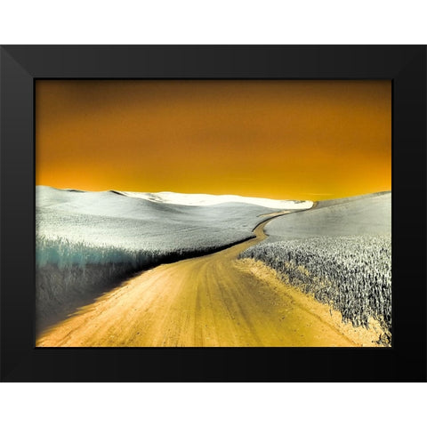 USA-Washington State-Palouse region-Country backroad through wheat fields Black Modern Wood Framed Art Print by Eggers, Terry