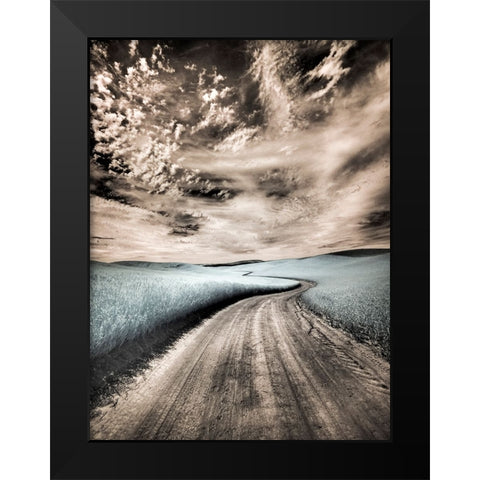 USA-Washington State-Palouse region-winding backcountry road through wheat fields Black Modern Wood Framed Art Print by Eggers, Terry