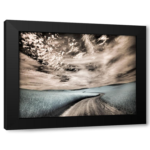 USA-Washington State-Palouse region-winding backcountry road through wheat fields Black Modern Wood Framed Art Print by Eggers, Terry